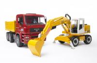 Bruder 02751 Самосвал MAN с колёсным экск-ром Liebherr (модуль со звук. и светом H)
